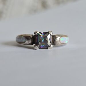 925 sterling Silver with Opal & Mystic Topaz  Ring